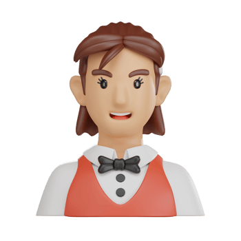 3D Illustration of Smiling Waitress Avatar for Hospitality and Restaurant Projects png