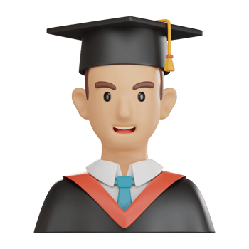 3D Illustration of Graduate Student Avatar for Academic Icon for Education png