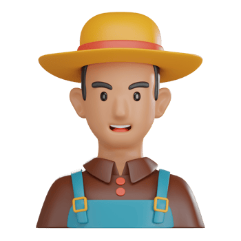3D Illustration of Smiling Farmer Avatar for Countryside and Farm Designs png