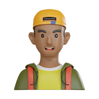 Student Avatar 3D Icon with Yellow Hat and Backpack for Educational Use png
