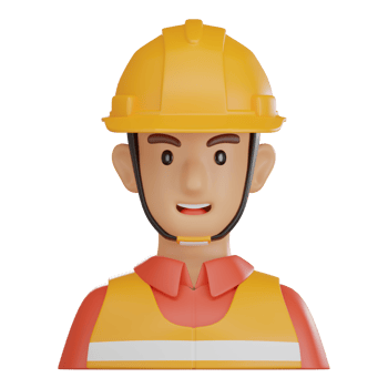 Industrial Construction Worker Avatar 3D Illustration png
