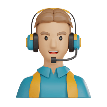 3D Illustration of Smiling Call Operator Avatar for Customer Support png