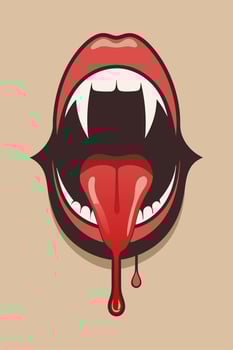 Red Tongue and lips with blood liquid vintage for your design Tshirt or your Apparel Design vector