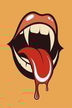 Red Tongue and lips with blood liquid vintage for your design Tshirt or your Apparel Design vector