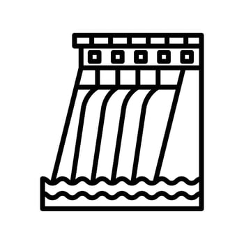 Hydroelectric dam icon linear logo mark in black and white vector