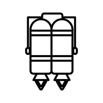 Jet pack icon linear logo mark in black and white vector