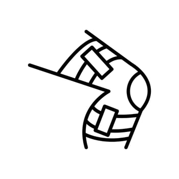 Knee Orthopedic Brace icon linear logo mark in black and white vector