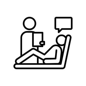 psychologist and patient icon linear logo mark in black and white vector