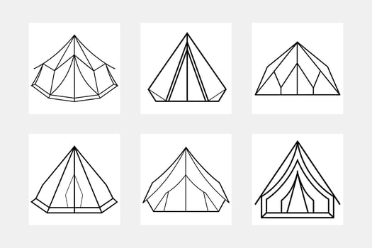 Creative Tent Line Art for Kids Coloring Adventures vector