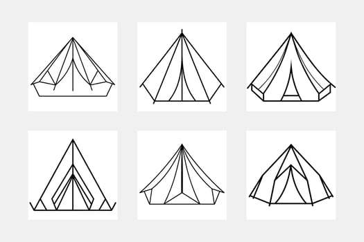 Engaging Tent Line Art Set for Young Artists vector