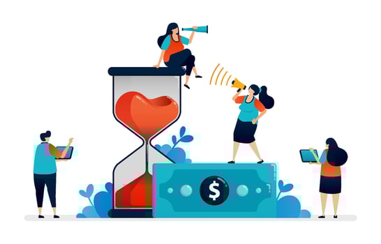 illustration of homepage illustration of approaching payday. managing time and financial payments vector