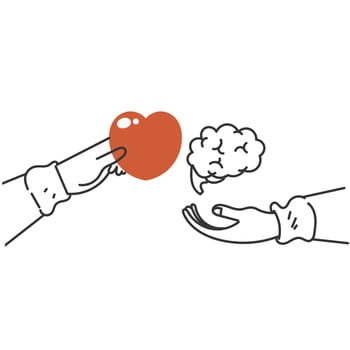 hand drawn doodle love and brain balance illustration vector