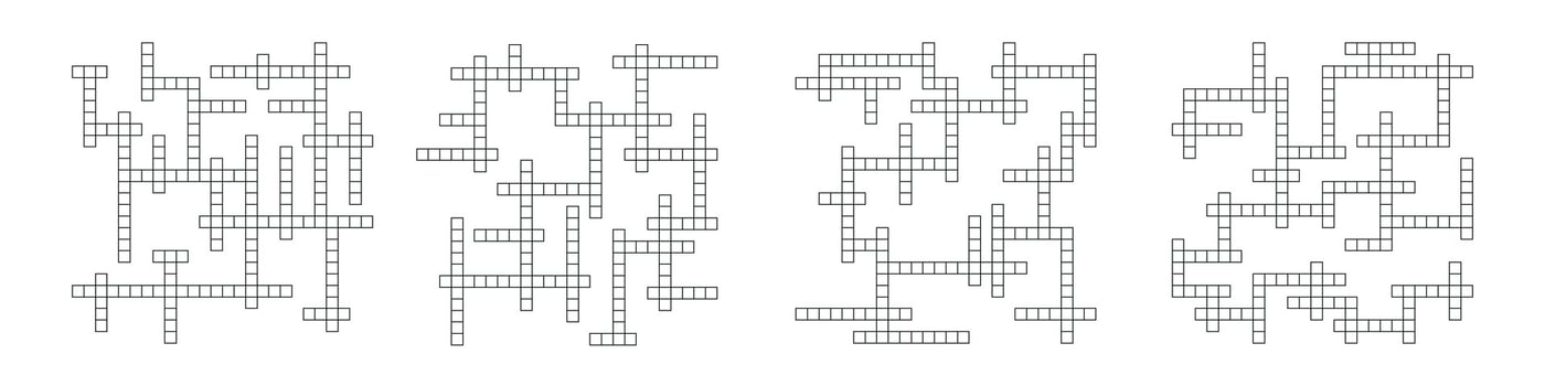 Crossword puzzle background with word grid pattern. crosswords template. Flat illustration isolated on white background. vector