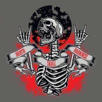 Gothic sign with skeleton, grunge vintage design t shirts vector