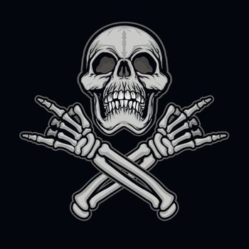 Gothic sign with skull, grunge vintage design t shirts vector