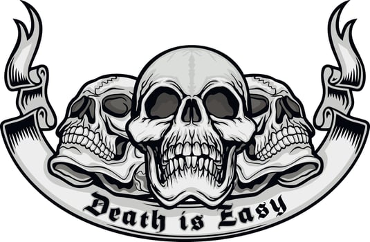 Gothic sign with three skulls, grunge vintage design t shirts vector