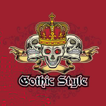 Gothic sign with skull, grunge vintage design t shirts vector