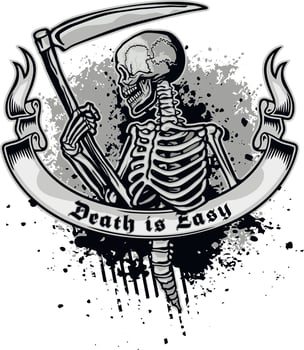 Gothic sign with skull, grunge vintage design t shirts vector