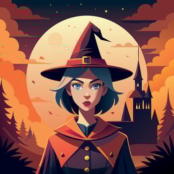 Halloween cartoon witch Clipart illustration vector
