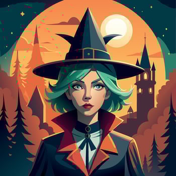 Halloween cartoon witch Clipart illustration vector