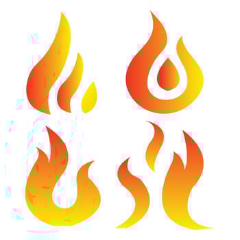Fire flames, set Logo design inspiration burning inferno igniting icon isolated vector