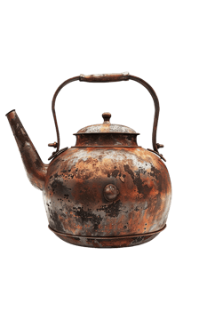 Old teapot isolated against transparent background png