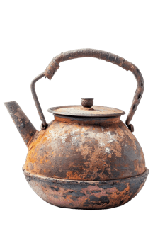 Old teapot isolated against transparent background png