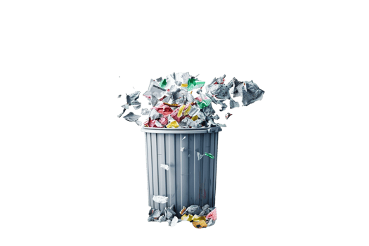 Overflowing trash can on transparent background png