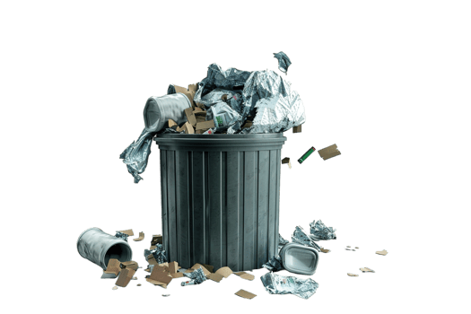 Overflowing trash can on transparent background png
