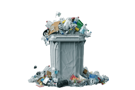 Overflowing trash can on transparent background png