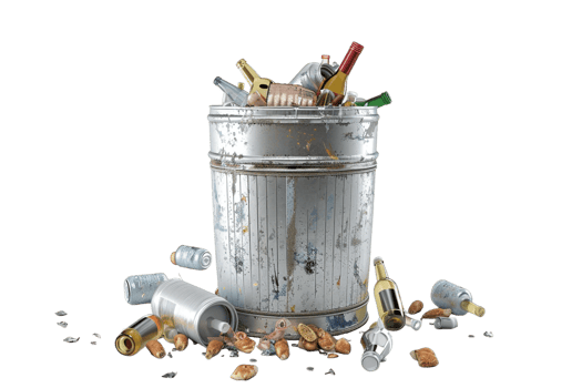 Overflowing trash can on transparent background png