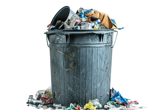 Overflowing trash can on transparent background png