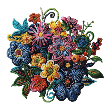 a bouquet of flowers embroidered png