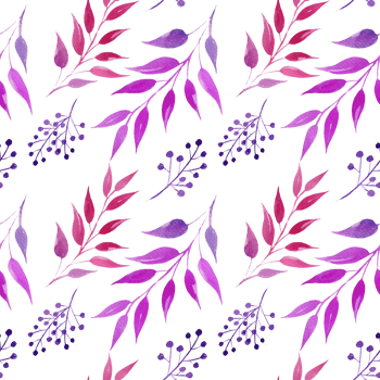 watercolor seamless pattern with pink and magenta leaves, violet berries, hand drawn illustration, sketch, rose color, purple color, herbal ornament png