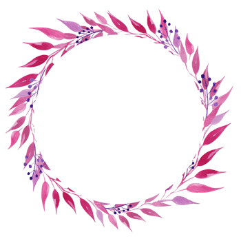 watercolor wreath with pink and magenta leaves, illustration, sketch, rose color, purple color herbal ornament png