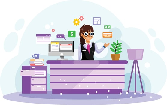 Female Bank Teller Illustration vector