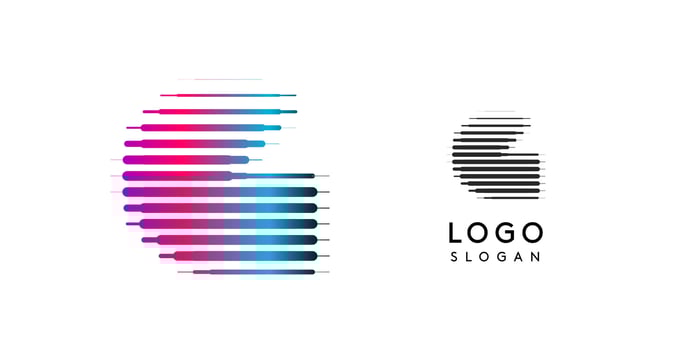 Abstract wide letter G, logo with horizontal gradient lines, dynamic gradient logotype for tech companies, software development, and innovative brands. illustration. vector