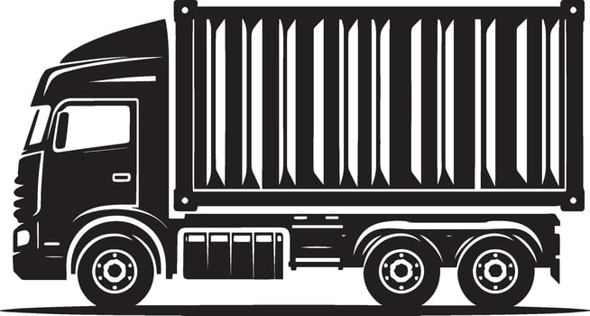 Container truck silhouette illustration isolated on a white background vector