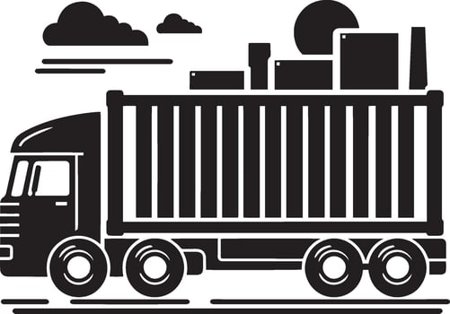 Container truck silhouette illustration isolated on a white background vector