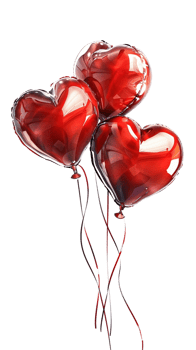 Heart shaped balloons depicted alone against a plain transparent background png