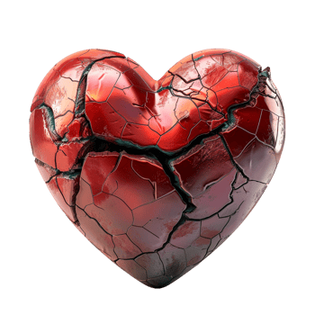 3D heart break icon alone on transparent background png