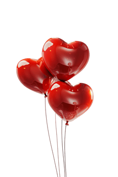 Heart shaped balloons depicted alone against a plain transparent background png