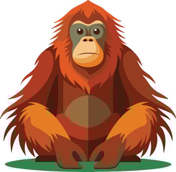 Colorful Orangutan Cartoon Illustration on White Background Perfect for Creative Projects vector