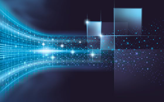 Abstract dynamic light lines background. Light Speed motion on dark blue Pixel. Technology digital futuristic concept vector