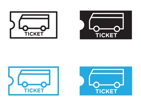 Bus Ticket icon black and white outline sign vector