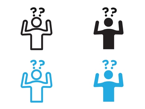 Confusing man icon black and white outline sign vector