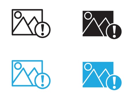 Image Error icon black and white outline sign vector