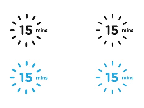 Minute timer icon black and white outline sign vector