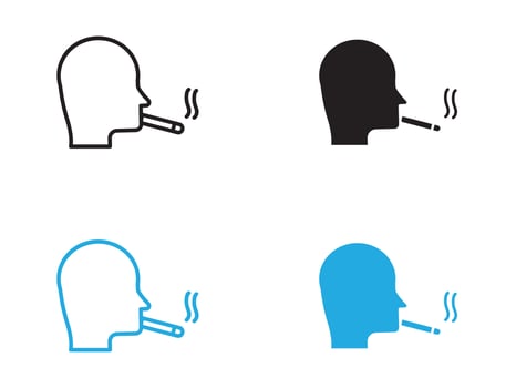 Person smoking icon black and white outline sign vector