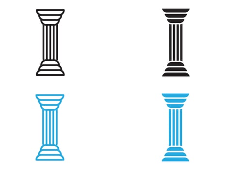 Pillar column icon black and white outline sign vector